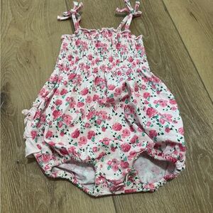 Ruffle Butts Pink Floral Romper